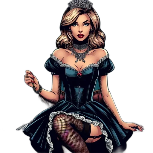 dress, comic book art, fantasy art, pixel art transparent PNG cut-out