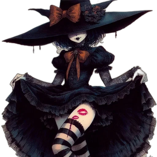 hat, dress, mask, staff transparent PNG cut-out
