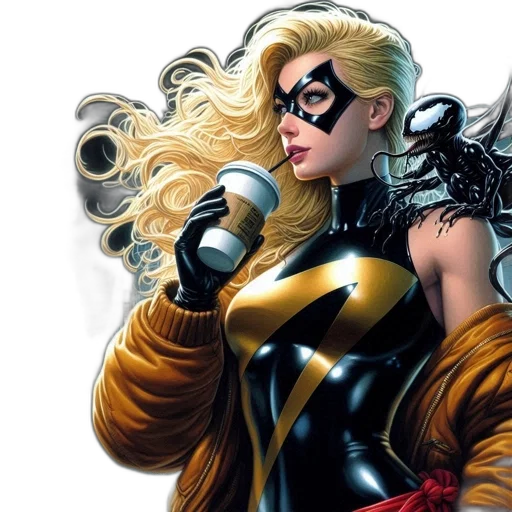 comic book art, concept art, blonde-haired, female transparent PNG cut-out