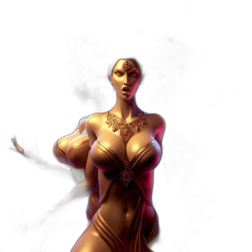 dress, jewelry, staff, concept art transparent PNG cut-out