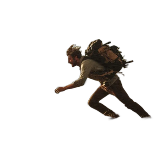 weapon, creature, jacket, staff transparent PNG cut-out