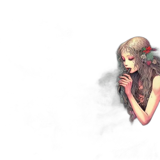 flower, fantasy art, watercolor, pixel art transparent PNG cut-out