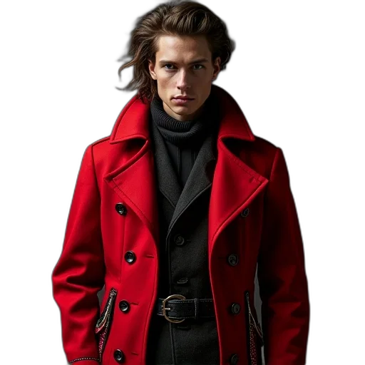 jacket, photorealistic, concept art, red transparent PNG cut-out
