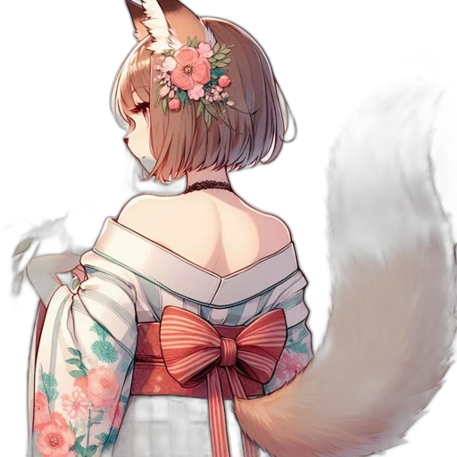 dress, staff, flower, creature transparent PNG cut-out