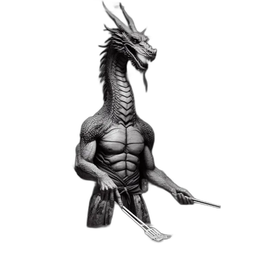 dragon, creature, animal, staff transparent PNG cut-out