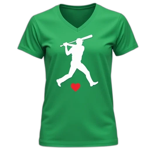 green, t-shirt, white, baseball transparent PNG cut-out