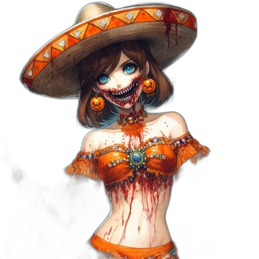 dress, hat, staff, mask transparent PNG cut-out