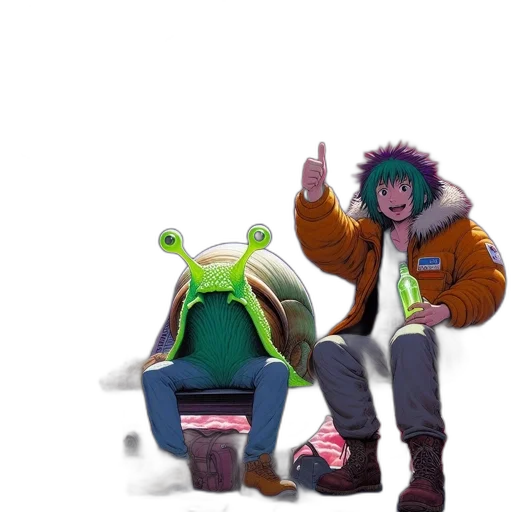 jacket, creature, concept art, pixel art transparent PNG cut-out