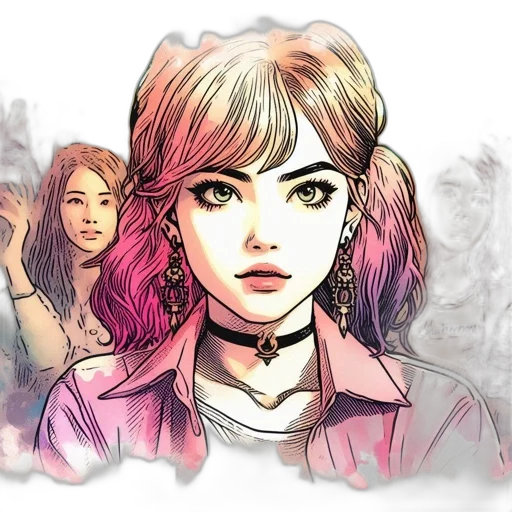 face, comic book art, concept art, cartoon transparent PNG cut-out