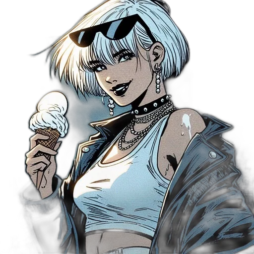 jacket, jewelry, staff, comic book art transparent PNG cut-out