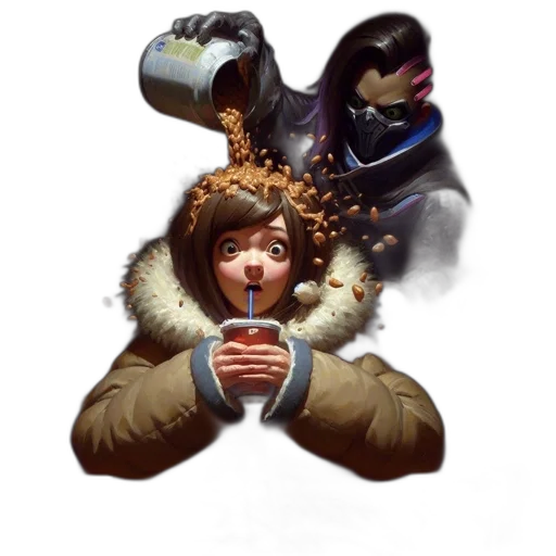 staff, jacket, face, weapon transparent PNG cut-out