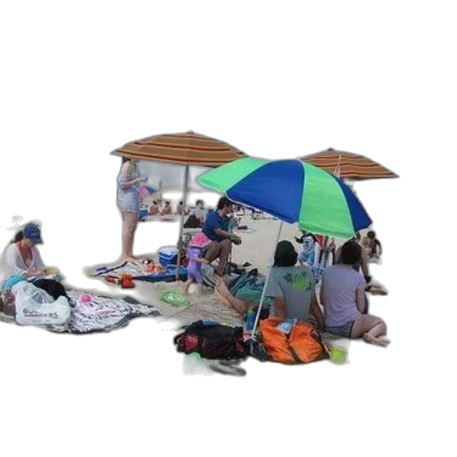 umbrella, furniture, 3d render, beach transparent PNG cut-out