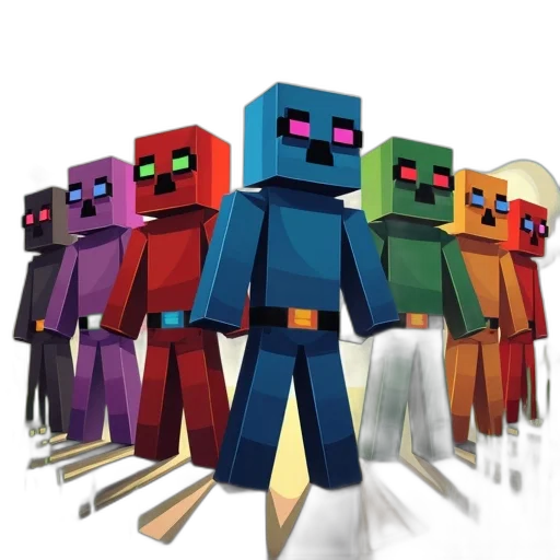 robot, staff, pixel art, 3d render transparent PNG cut-out