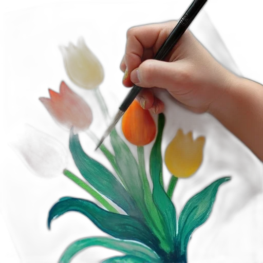 flower, photorealistic, watercolor, oil painting transparent PNG cut-out