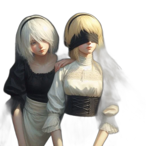 dress, mask, hair, concept art transparent PNG cut-out
