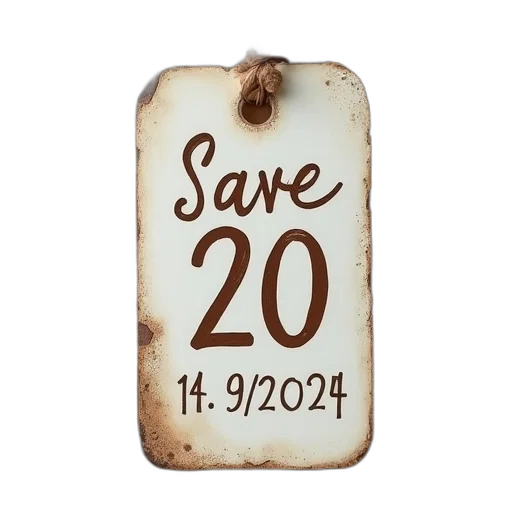 3d render, save, date, tag transparent PNG cut-out