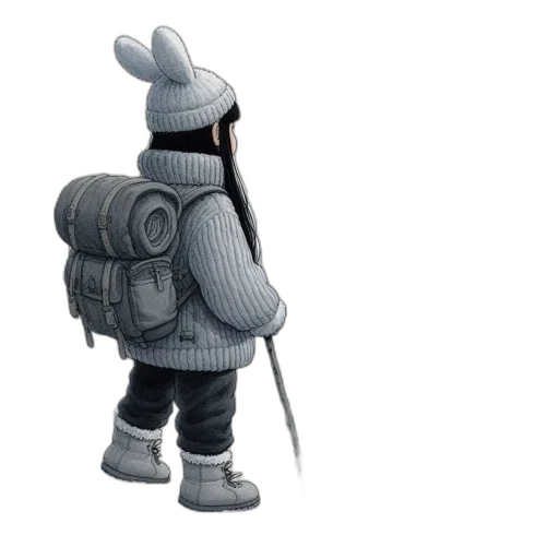 jacket, hat, robot, staff transparent PNG cut-out