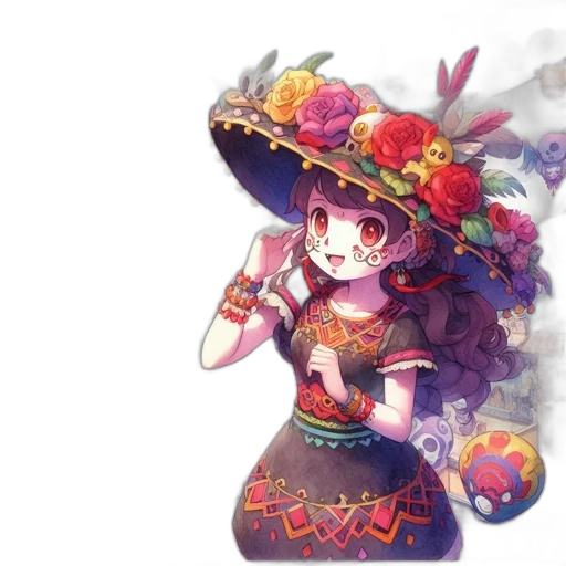 staff, flower, mask, dress transparent PNG cut-out
