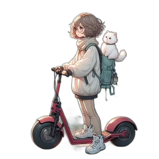 jacket, staff, robot, creature transparent PNG cut-out