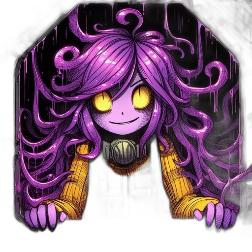 creature, hair, mask, staff transparent PNG cut-out