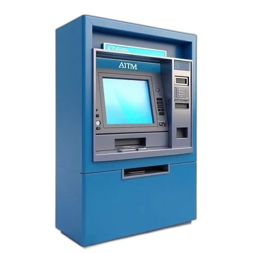 3d render, vaporwave, blue, atm transparent PNG cut-out
