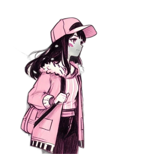 jacket, hat, staff, creature transparent PNG cut-out