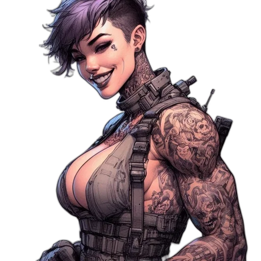 comic book art, cyberpunk, concept art, cartoon transparent PNG cut-out