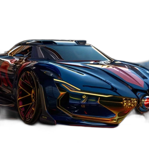 car, concept art, 3d render, cyberpunk transparent PNG cut-out