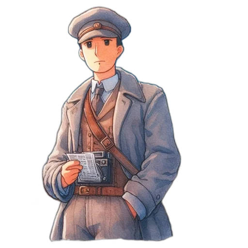 staff, hat, jacket, concept art transparent PNG cut-out
