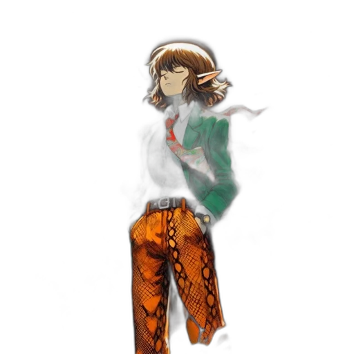 jacket, staff, robot, creature transparent PNG cut-out