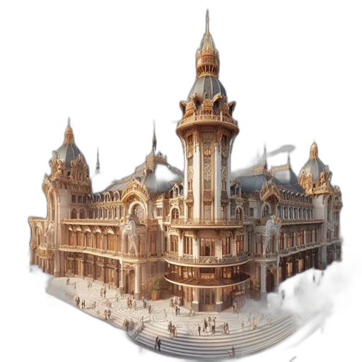 building, crown, concept art, 3d render transparent PNG cut-out