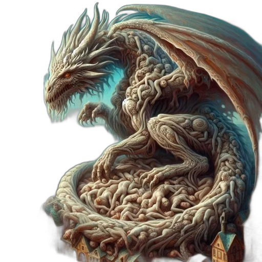 dragon, creature, sword, staff transparent PNG cut-out