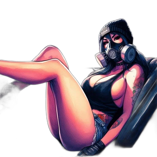 mask, comic book art, concept art, cyberpunk transparent PNG cut-out