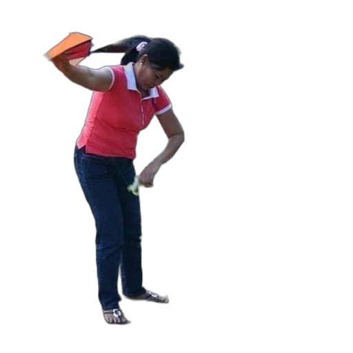 staff, 3d render, woman, red transparent PNG cut-out