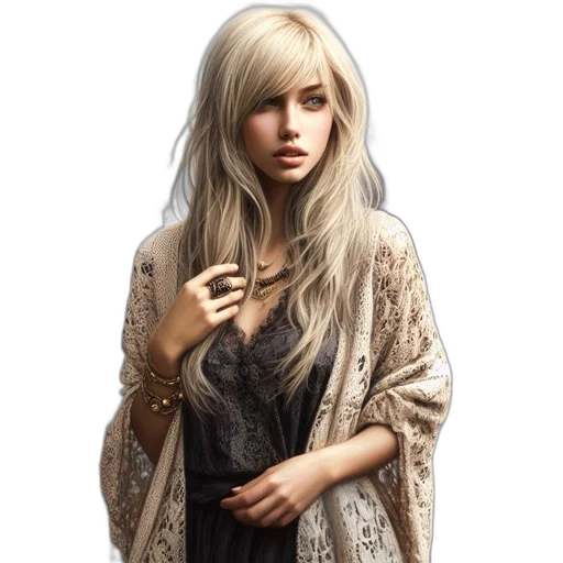dress, face, jewelry, fantasy art transparent PNG cut-out