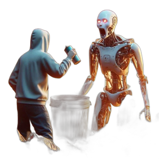 robot, concept art, 3d render, comic book art transparent PNG cut-out
