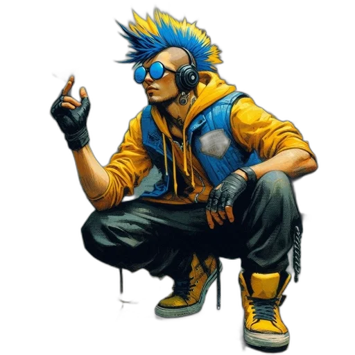 jacket, staff, concept art, cyberpunk transparent PNG cut-out