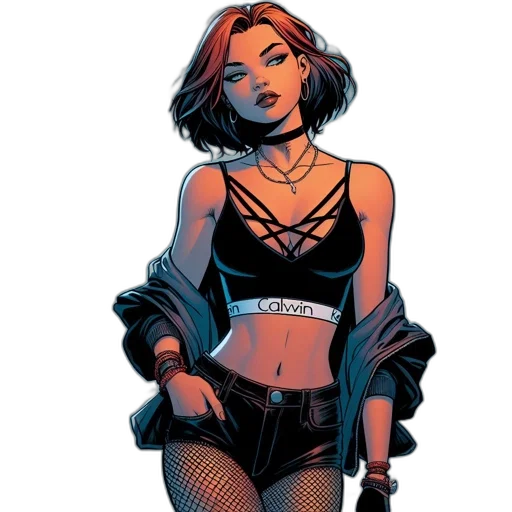 comic book art, concept art, cyberpunk, cartoon transparent PNG cut-out