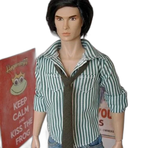 3d render, doll, dressed, striped transparent PNG cut-out