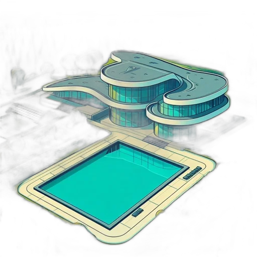 building, 3d render, concept art, modern transparent PNG cut-out