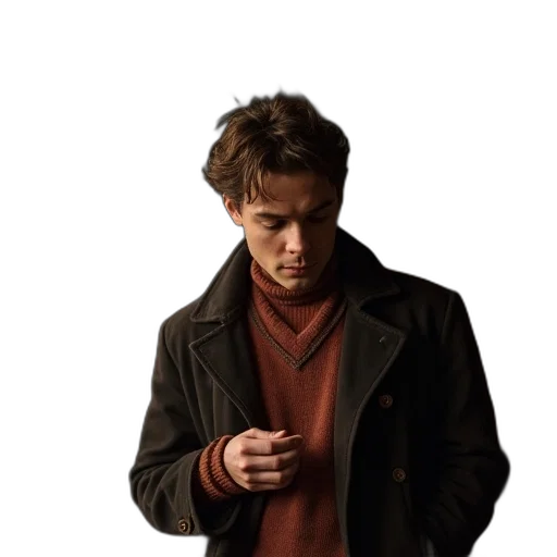 jacket, staff, weapon, face transparent PNG cut-out