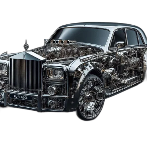car, photorealistic, detailed, steampunk-inspired transparent PNG cut-out
