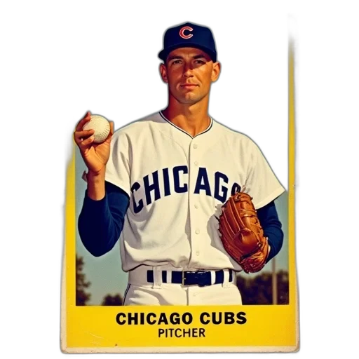vintage, baseball, card, featuring transparent PNG cut-out