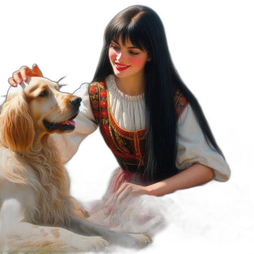 animal, jewelry, face, oil painting transparent PNG cut-out