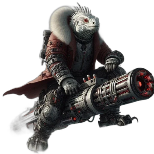 weapon, staff, creature, robot transparent PNG cut-out