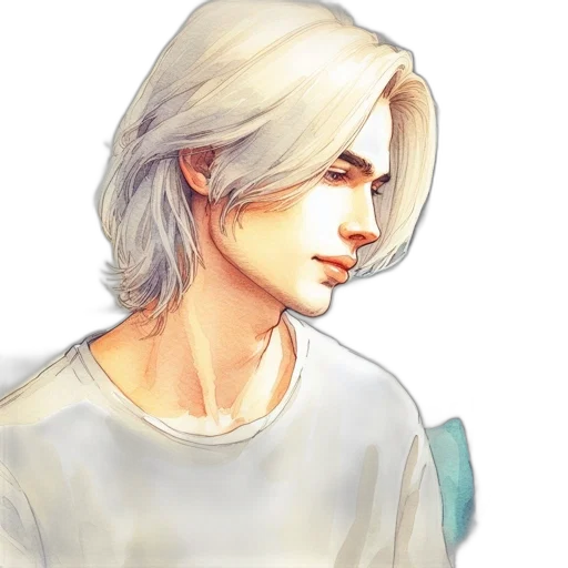 face, hair, watercolor, photorealistic transparent PNG cut-out