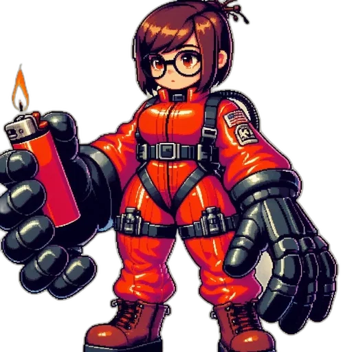 robot, weapon, jacket, staff transparent PNG cut-out