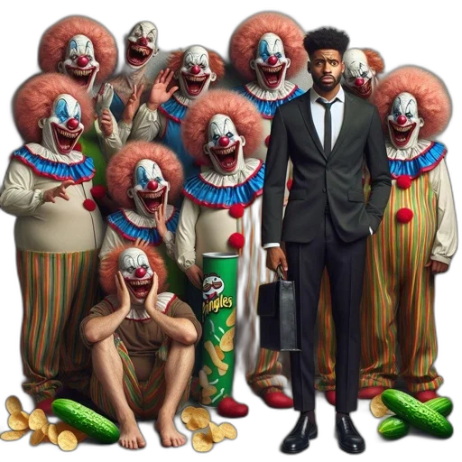 concept art, group, clowns, surround transparent PNG cut-out