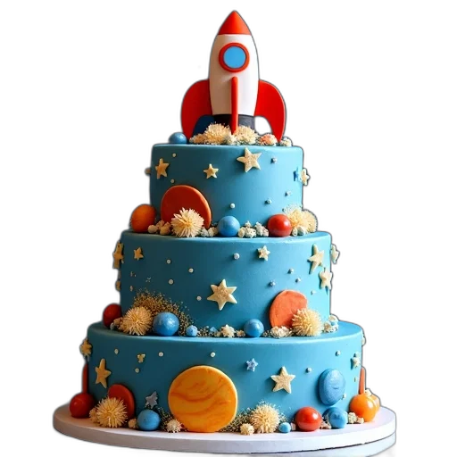 food, 3d render, outer space, three-tiered transparent PNG cut-out