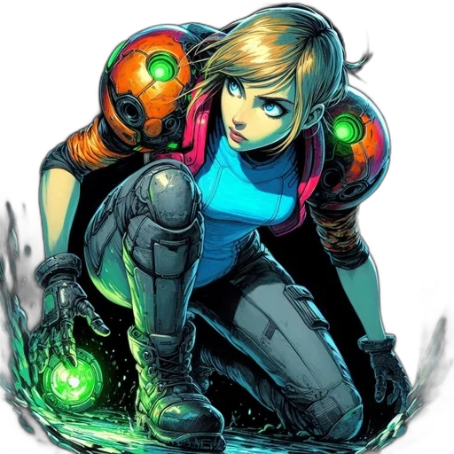 robot, comic book art, concept art, pixel art transparent PNG cut-out